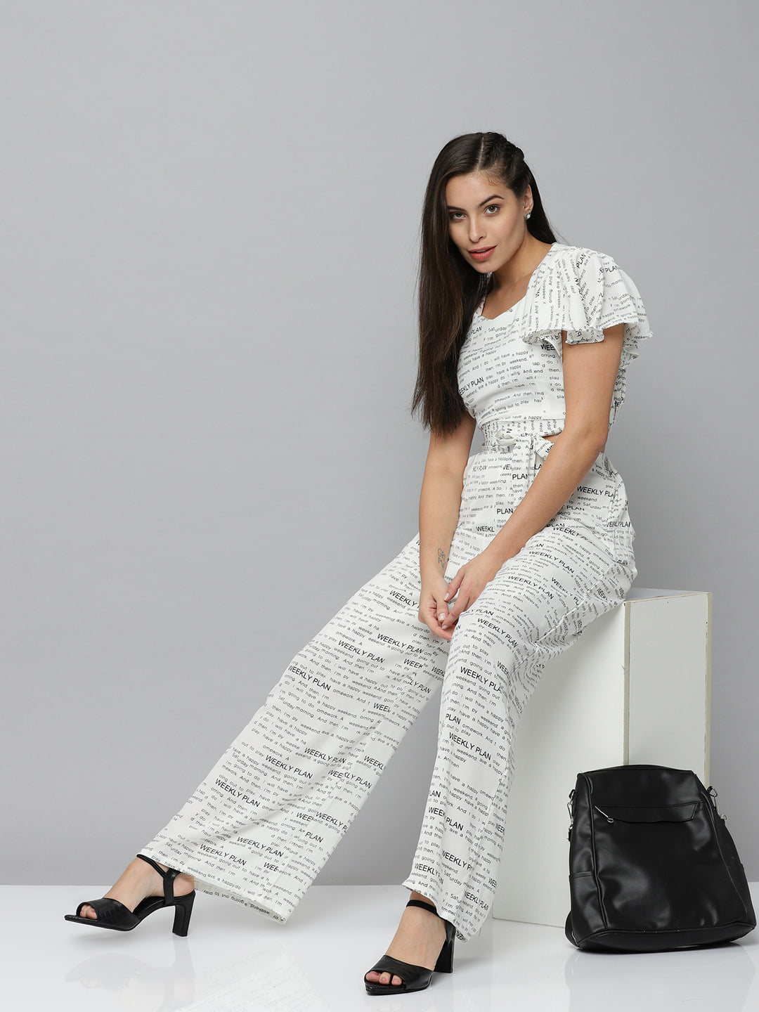 Women's White Printed  Co-Ords