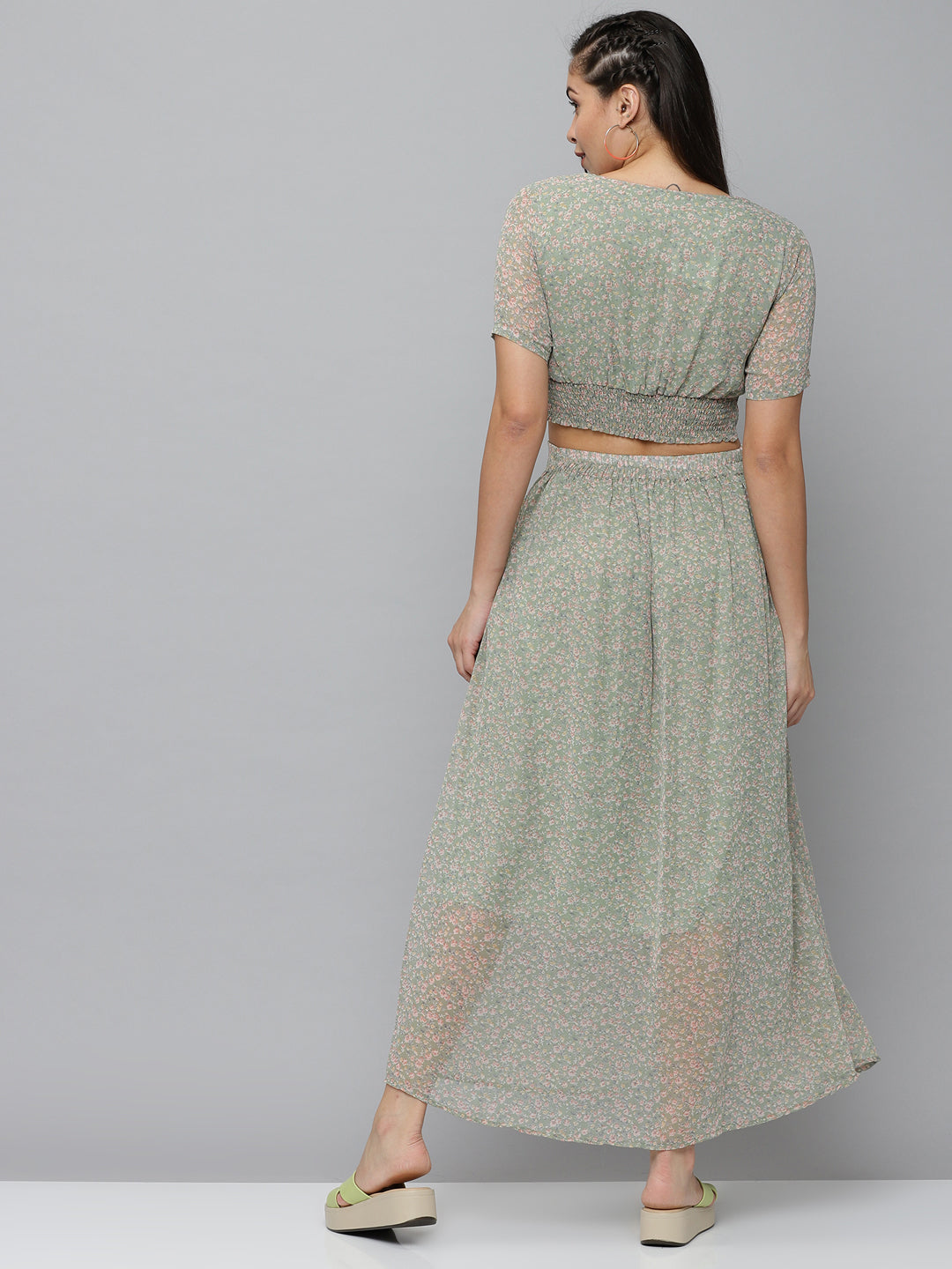 Women's Green Printed  Co-Ords