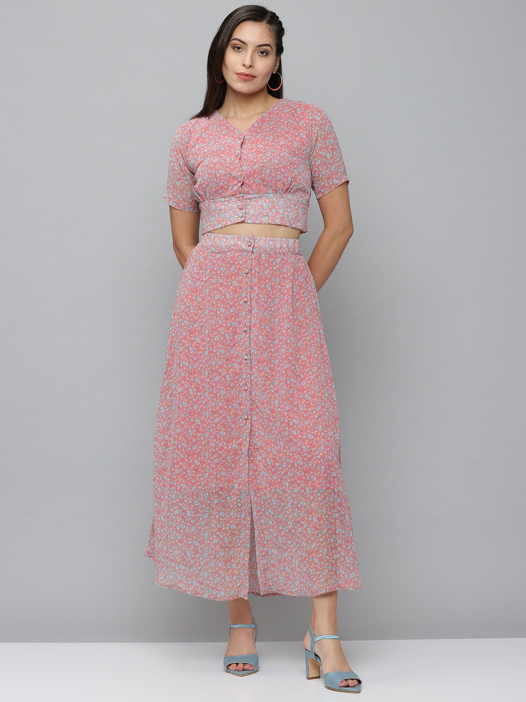 Women's Pink Printed  Co-Ords