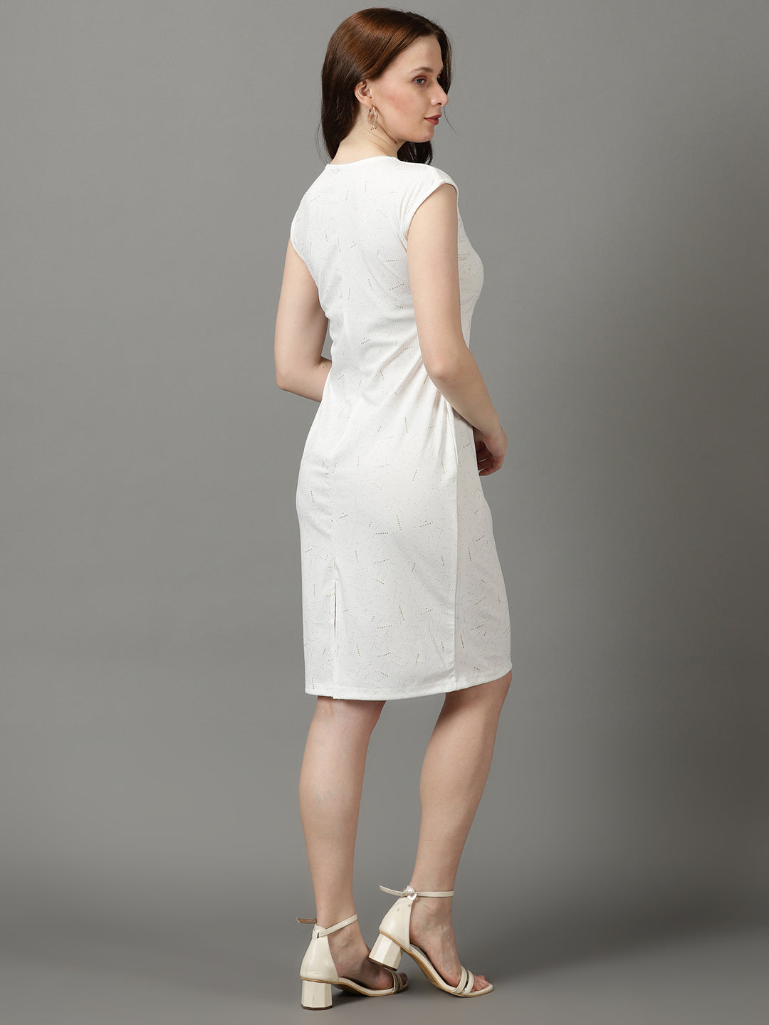 Women's White Embellished Bodycon Dress