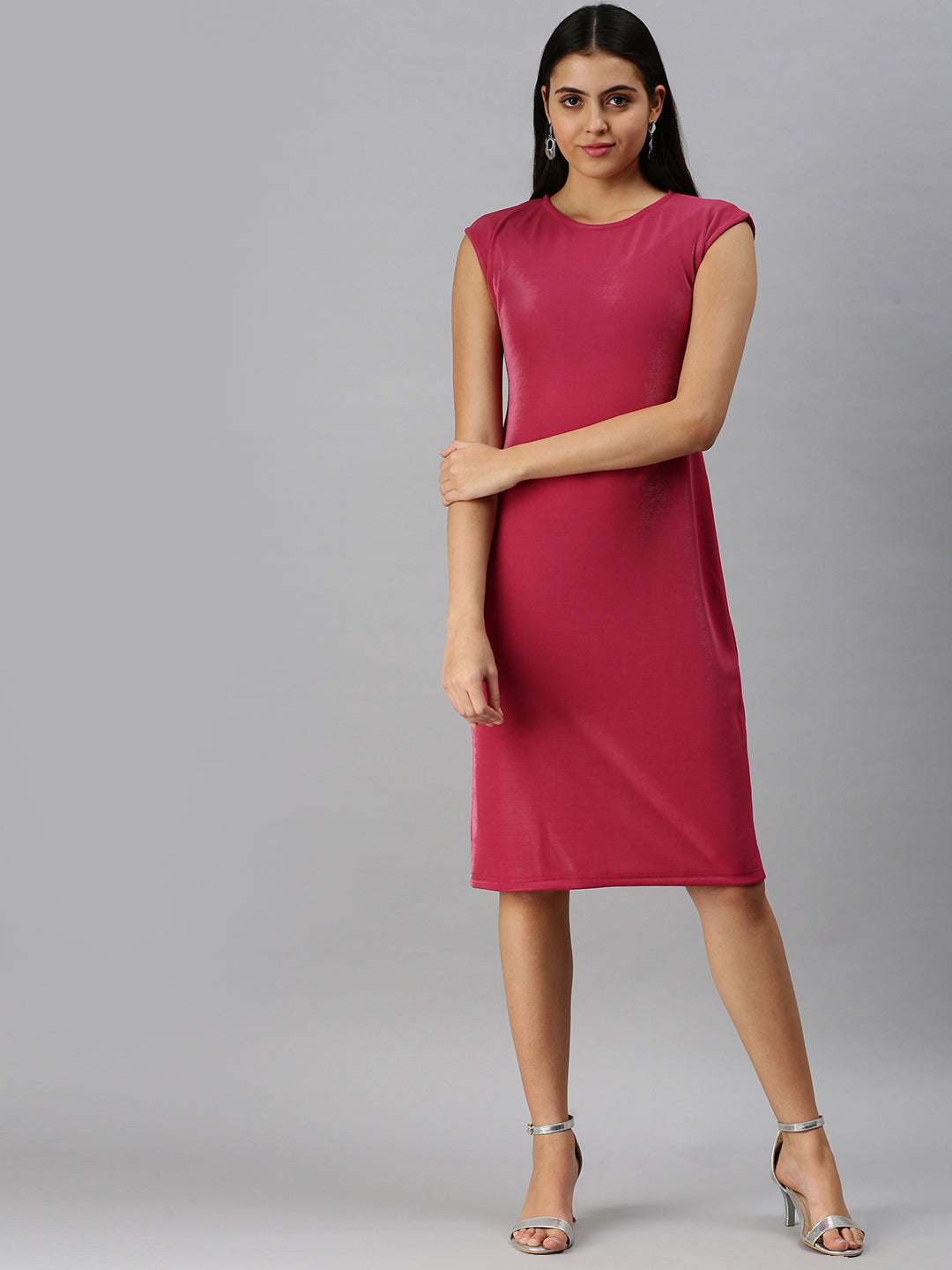 Women Pink Solid A-Line Dress