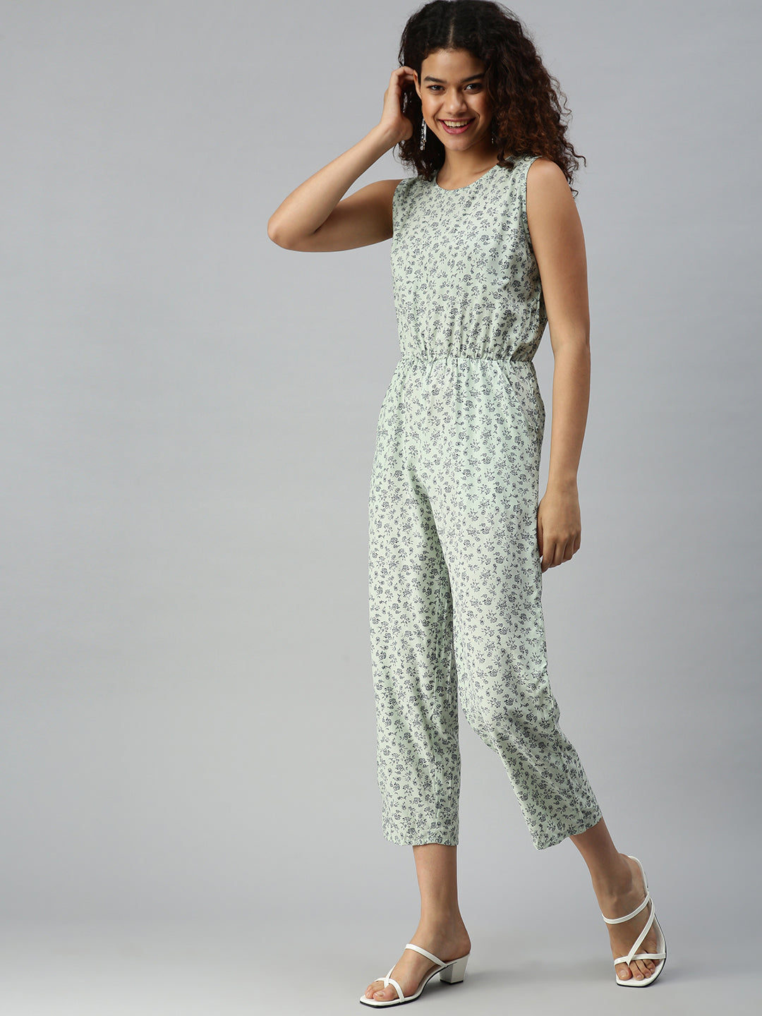 Women's Green Geometrical Jumpsuit