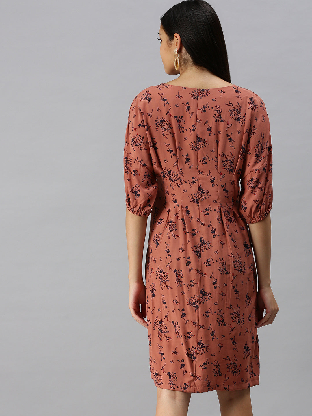 Women's A-Line Brown Printed Dress