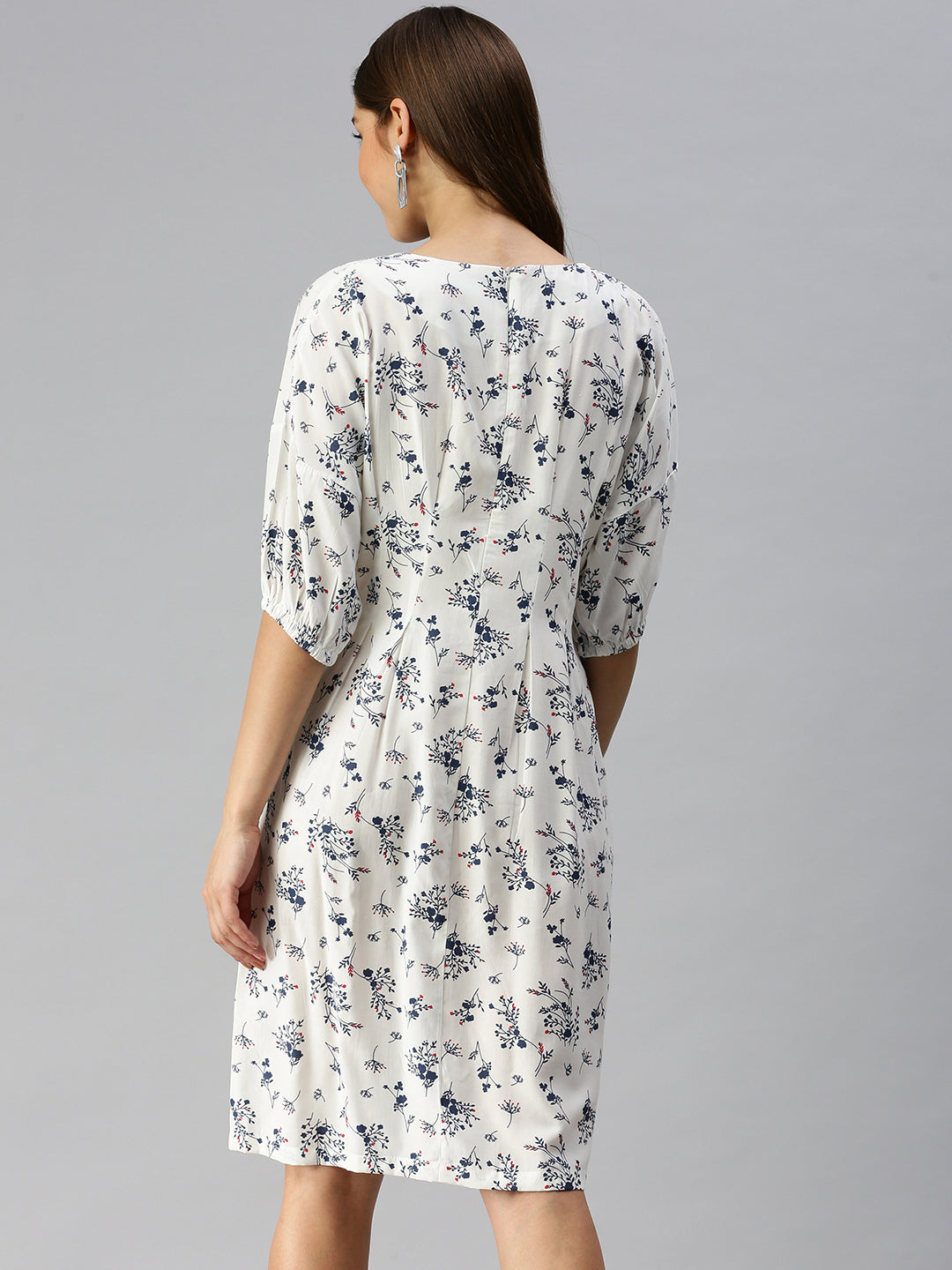 Women White Printed A-Line Dress