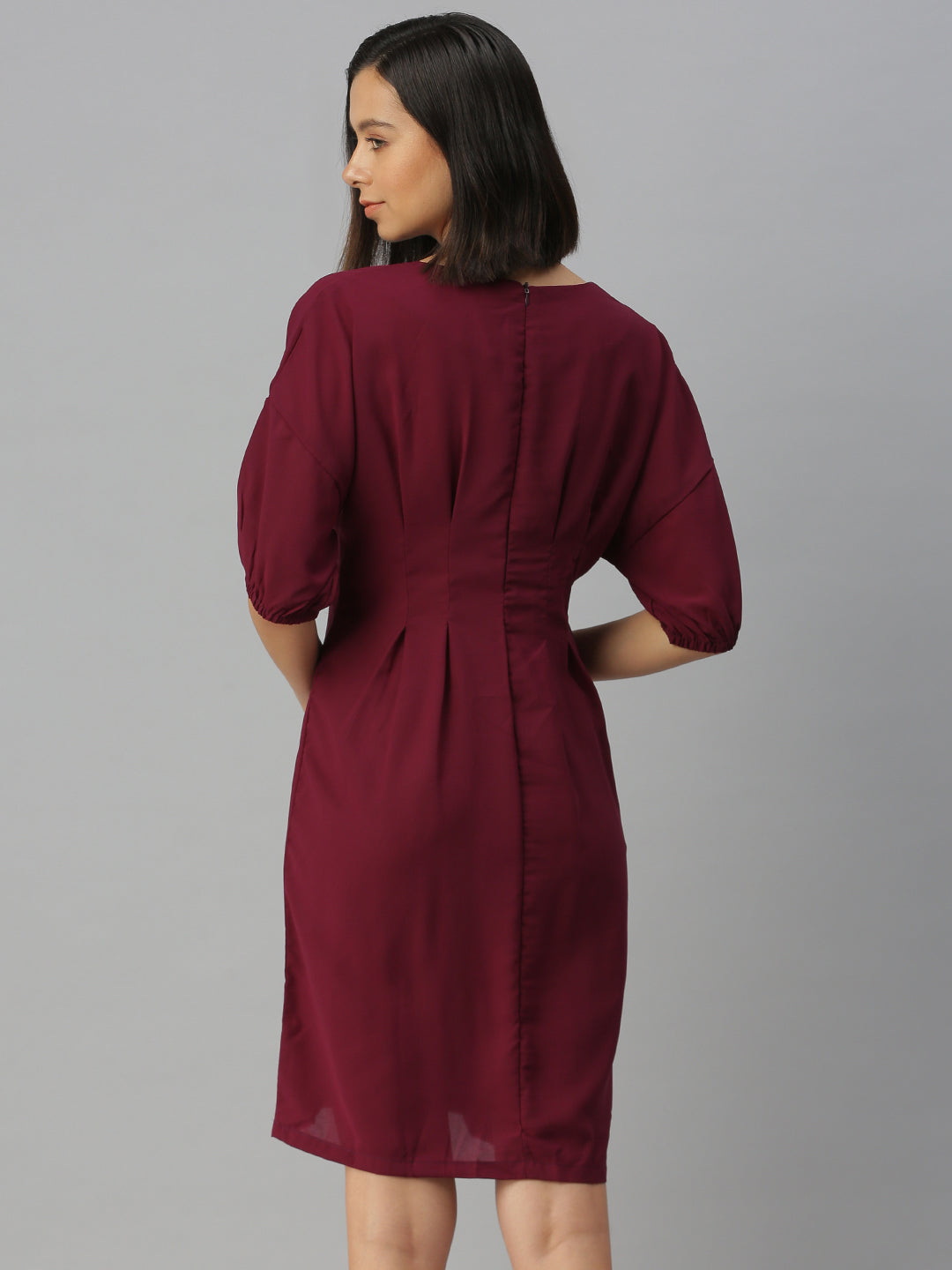 Women's Purple Solid A-Line Dress