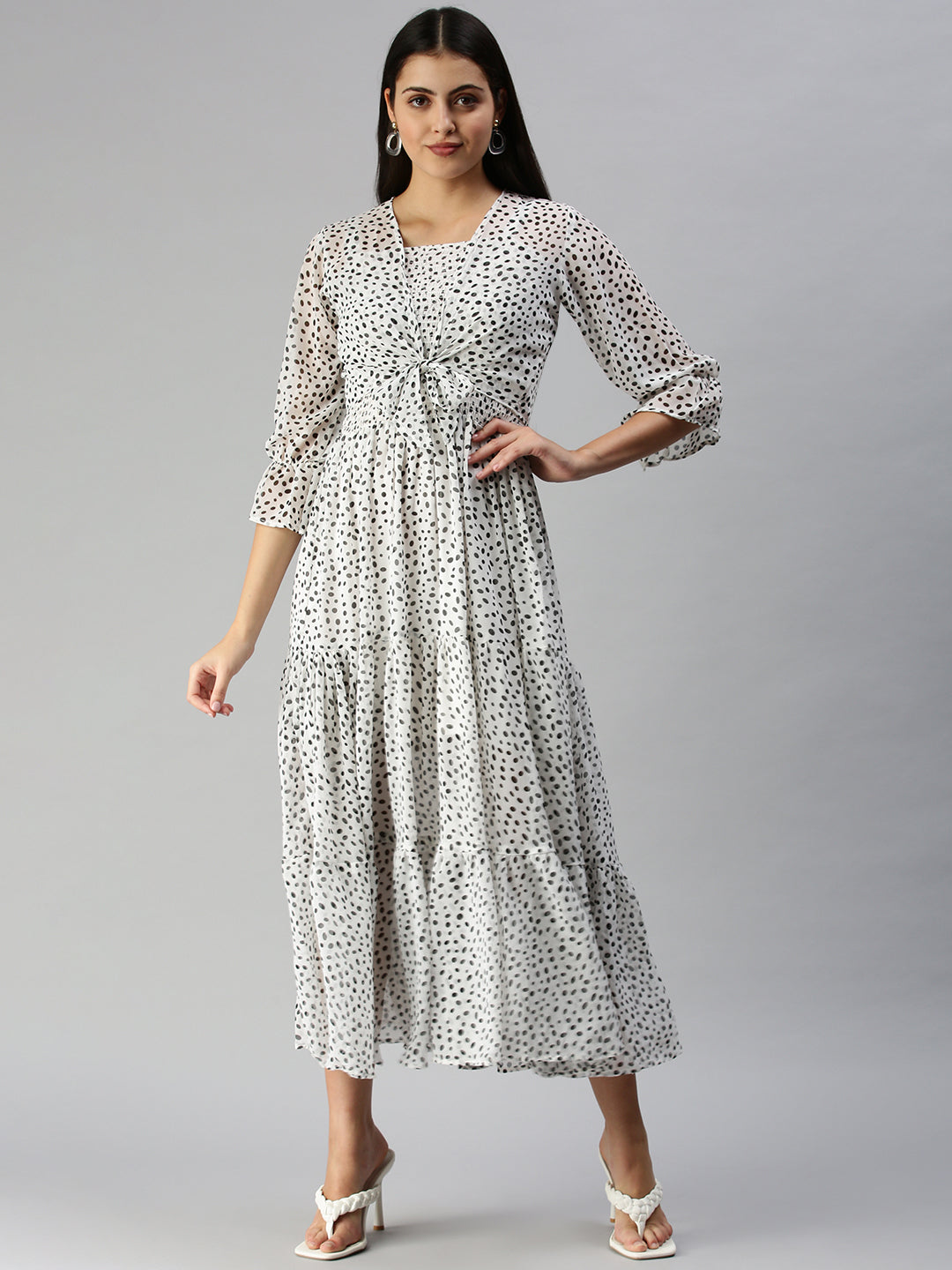 Women White Printed Dress