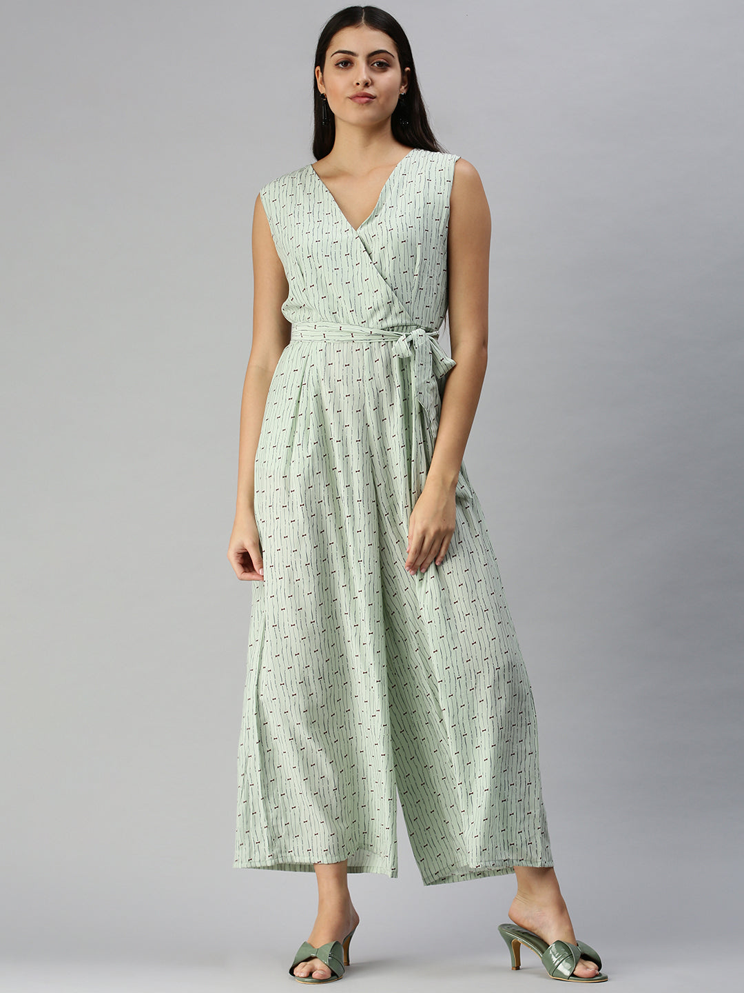Women's Green Printed Jumpsuits
