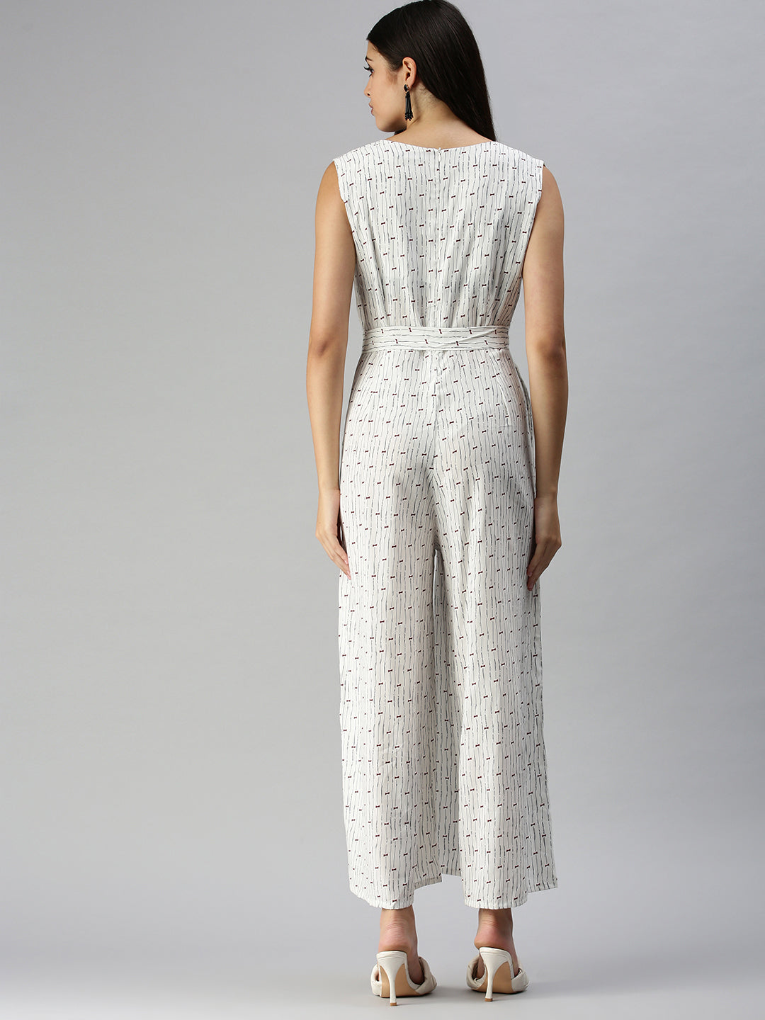 Women's White Printed Jumpsuits