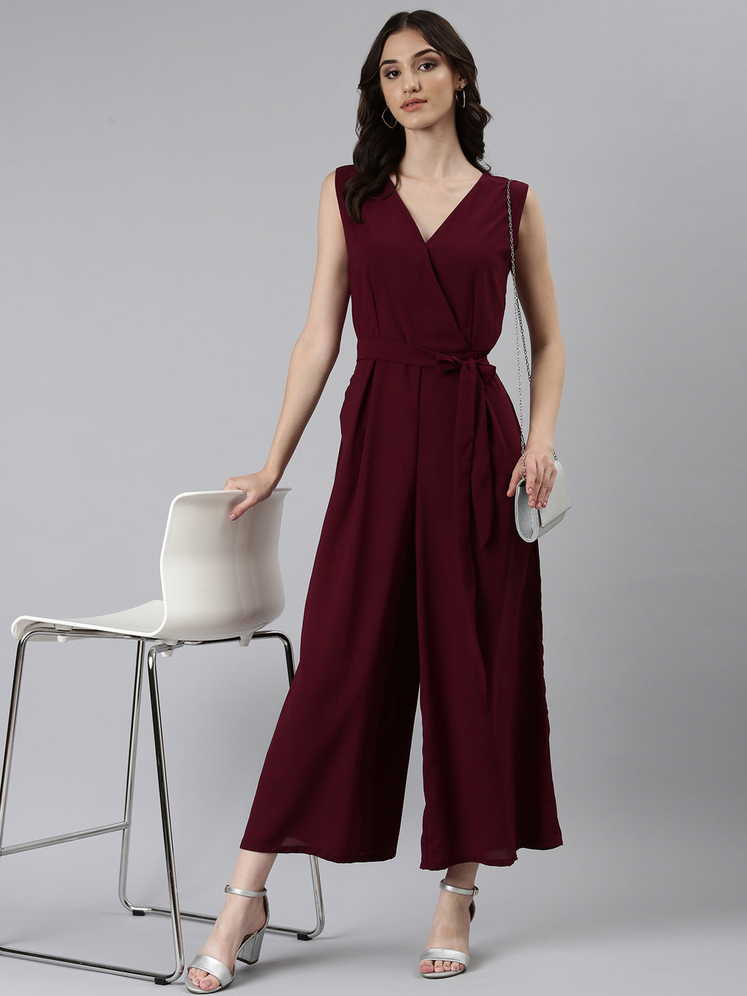 Women Purple Solid Jumpsuit