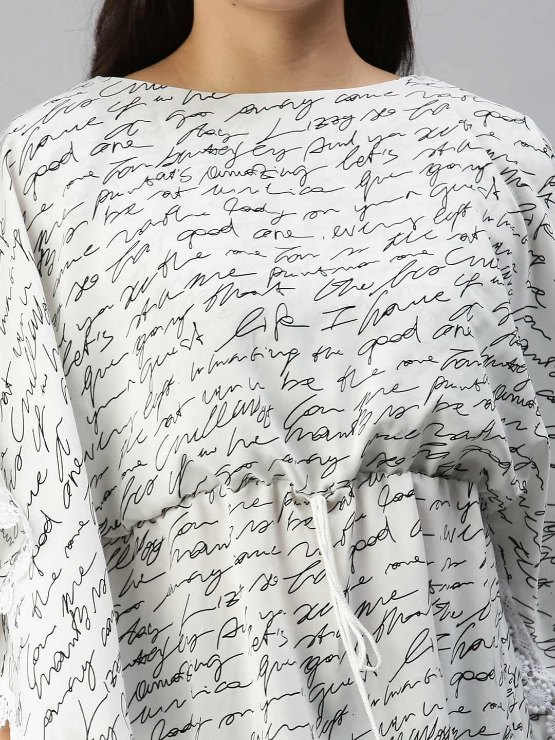 Women's White Typography A-Line Dress
