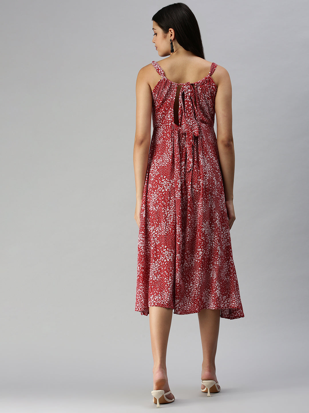 Women's Red Floral A-Line Dress