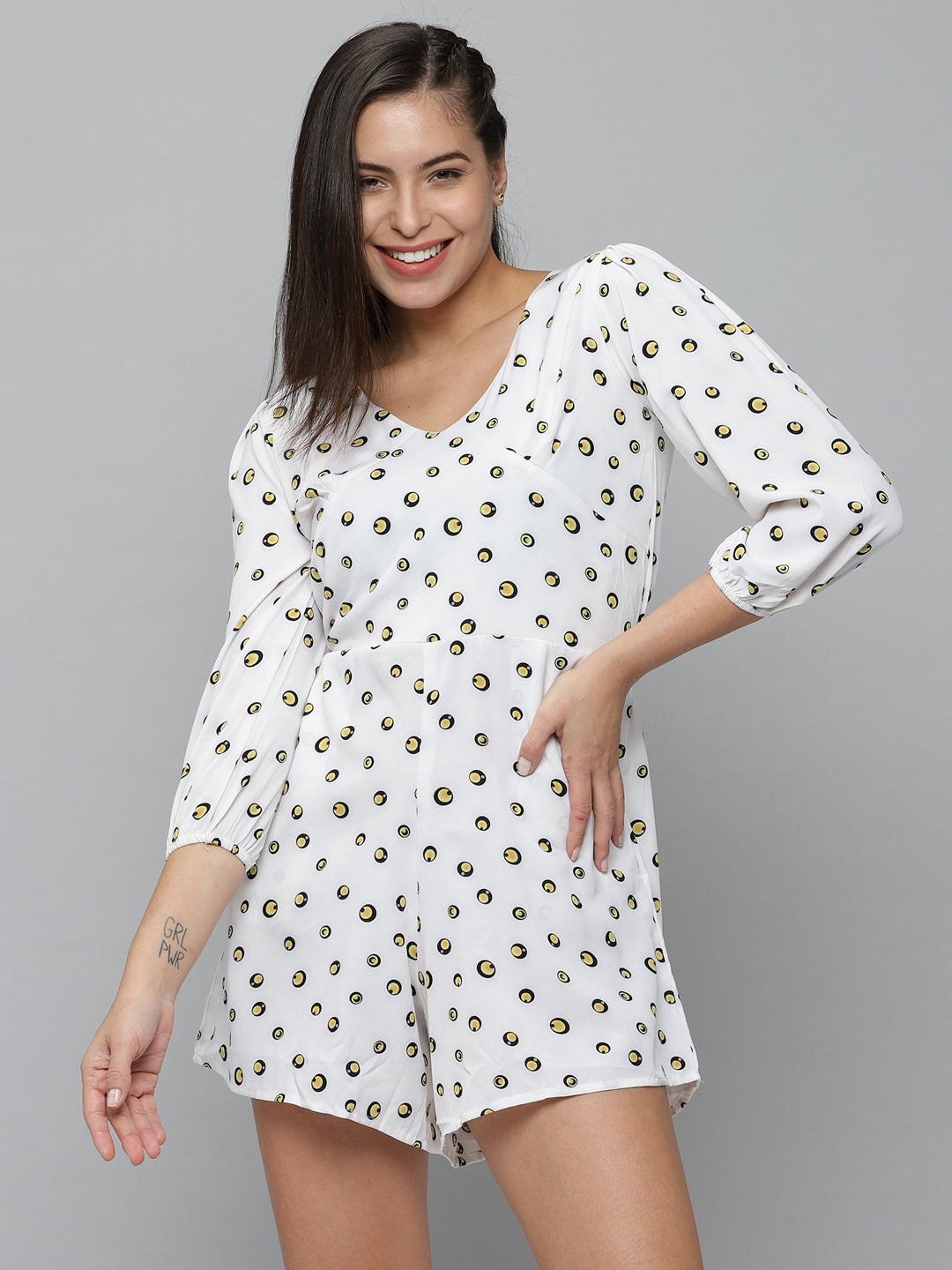 Women's White Printed  Jumpsuit