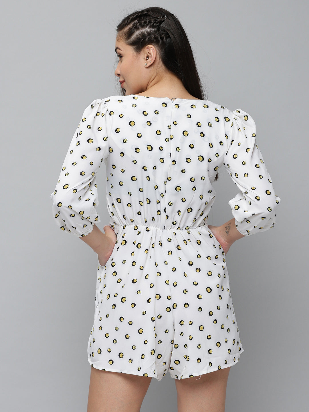 Women's White Printed  Jumpsuit