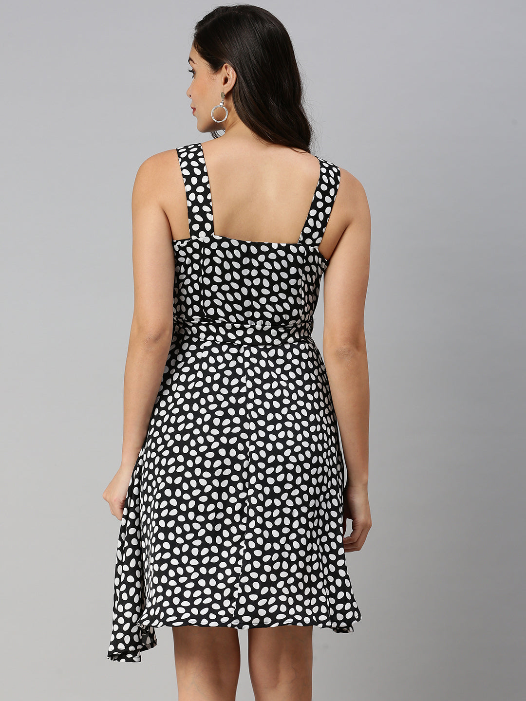 Women Black Printed Fit and Flare Dress