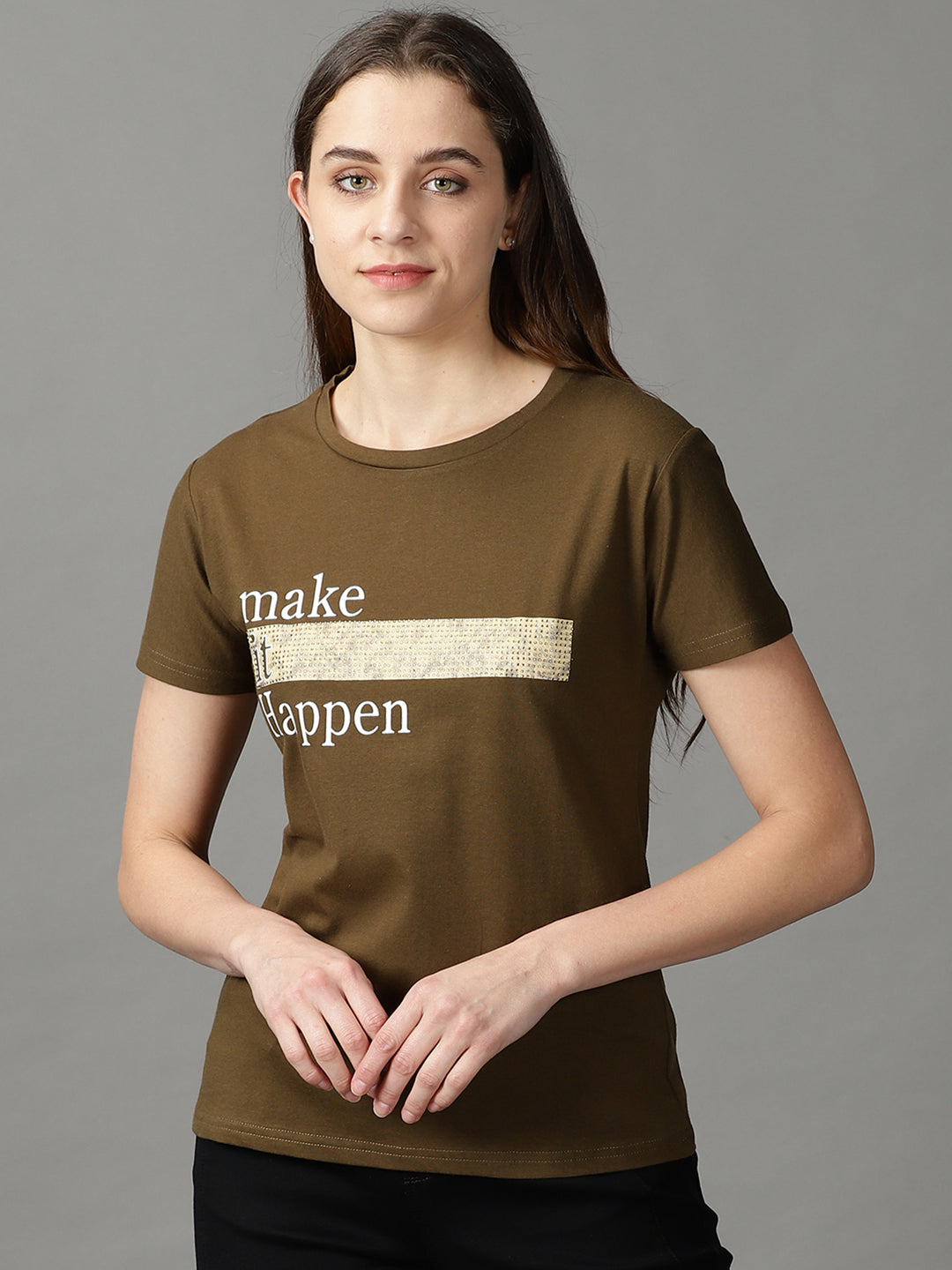 Women's Olive Solid Top