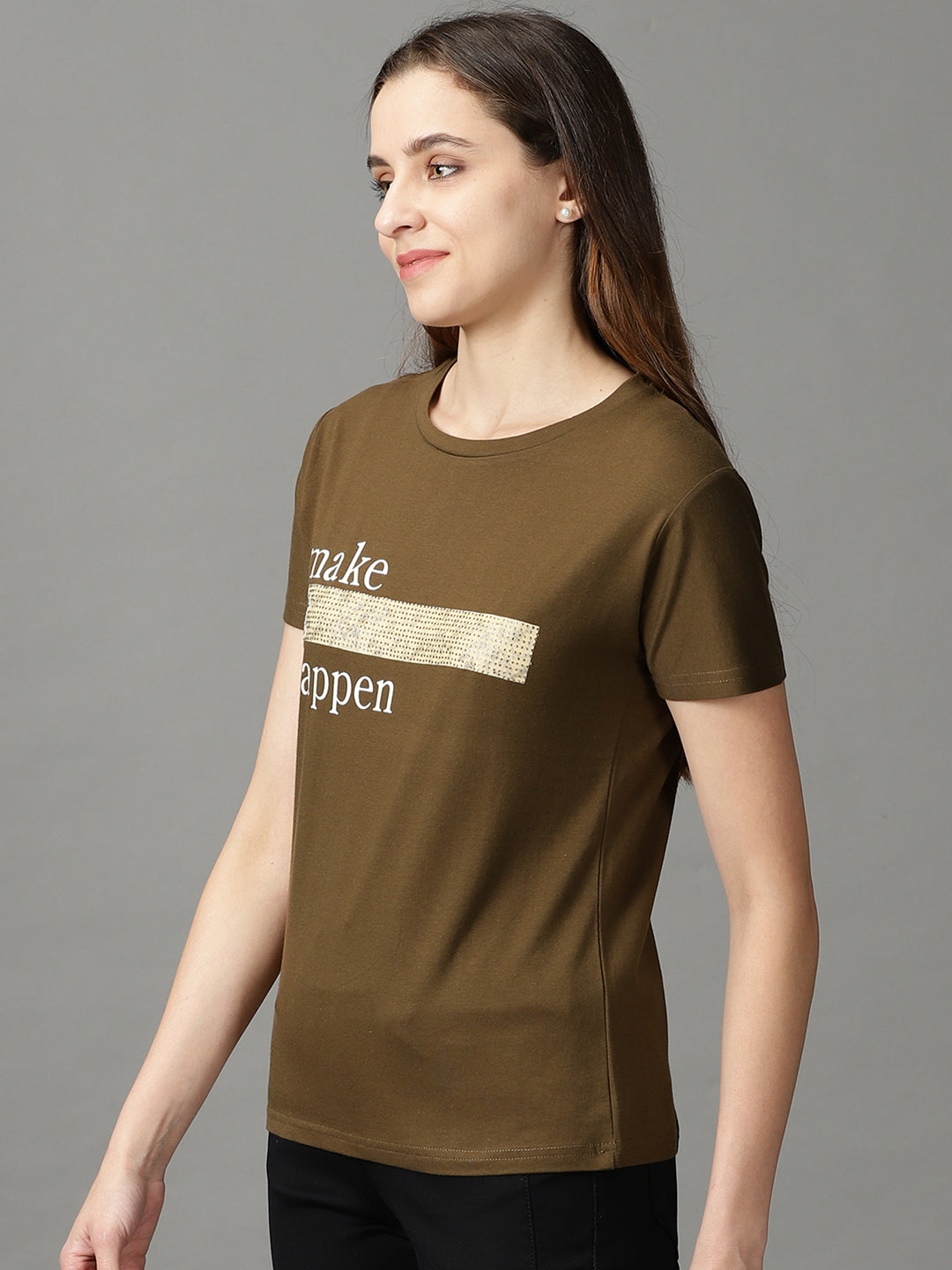 Women's Olive Solid Top