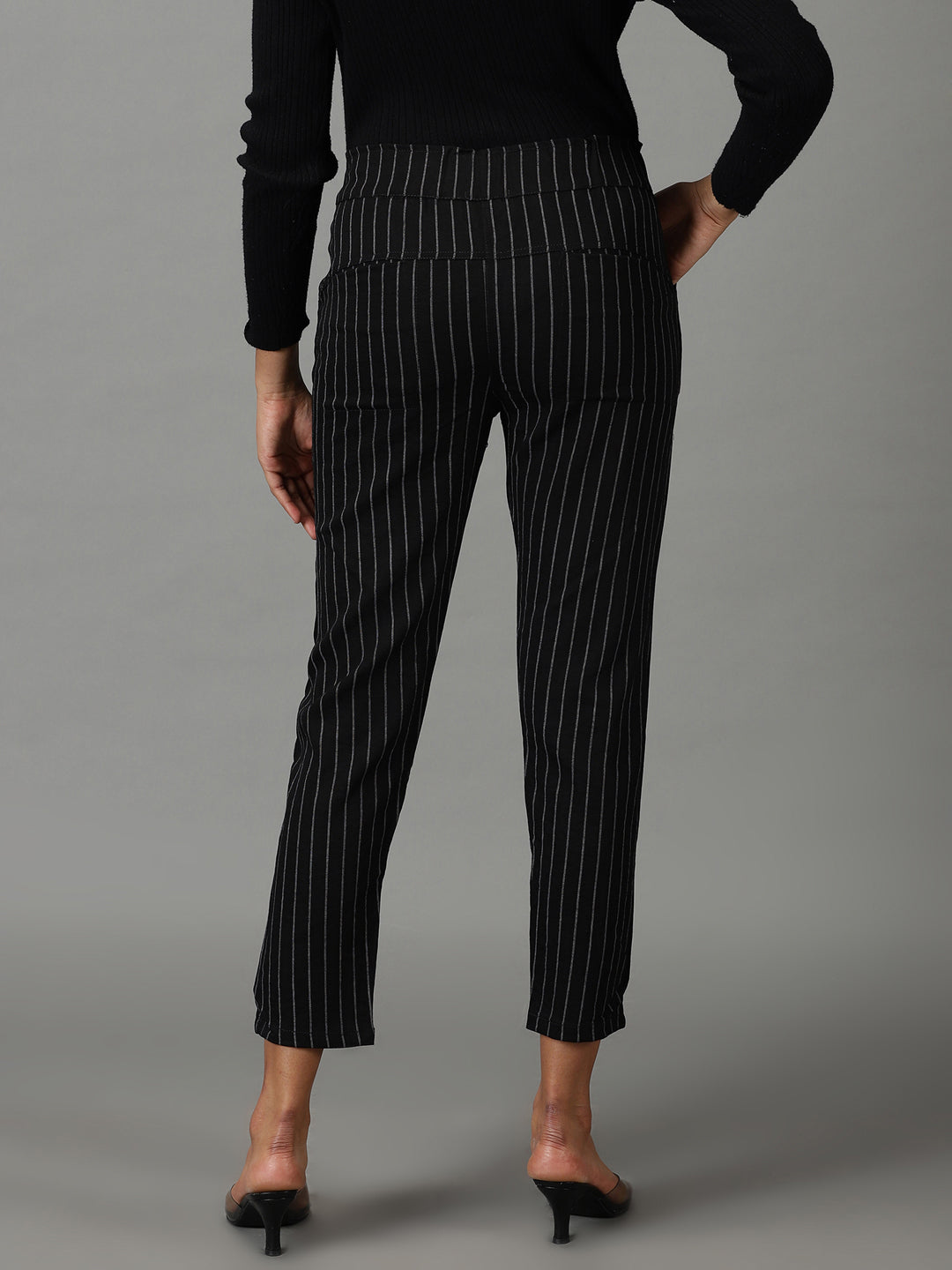 Women's Black Striped Track Pant