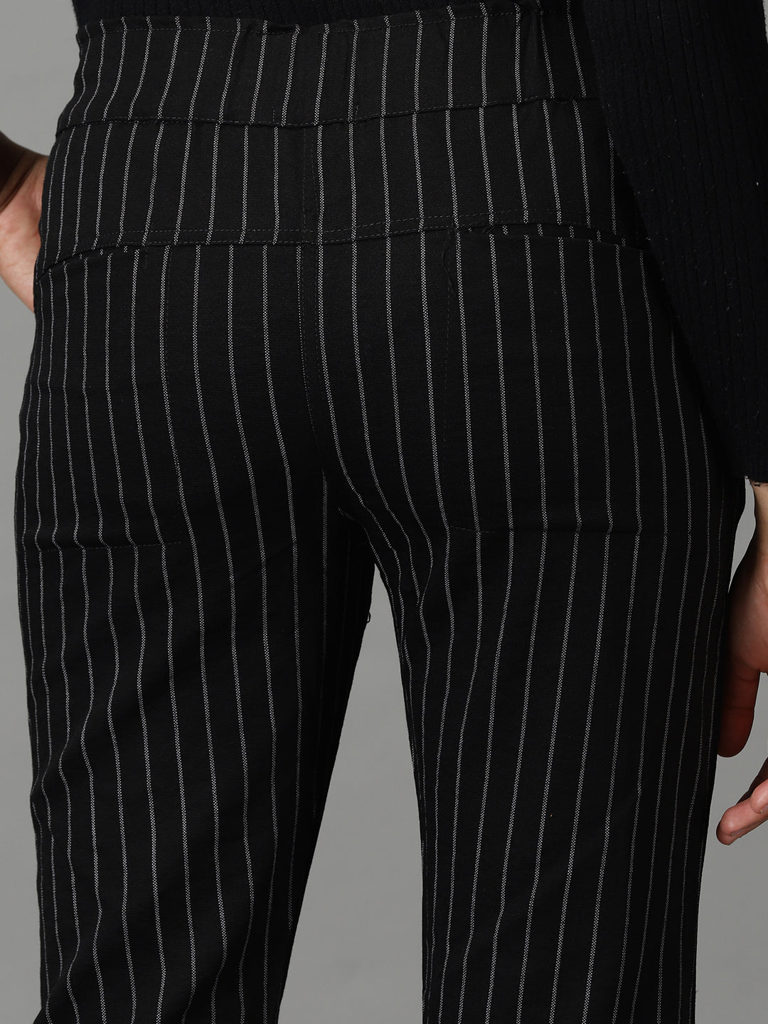 Women's Black Striped Track Pant