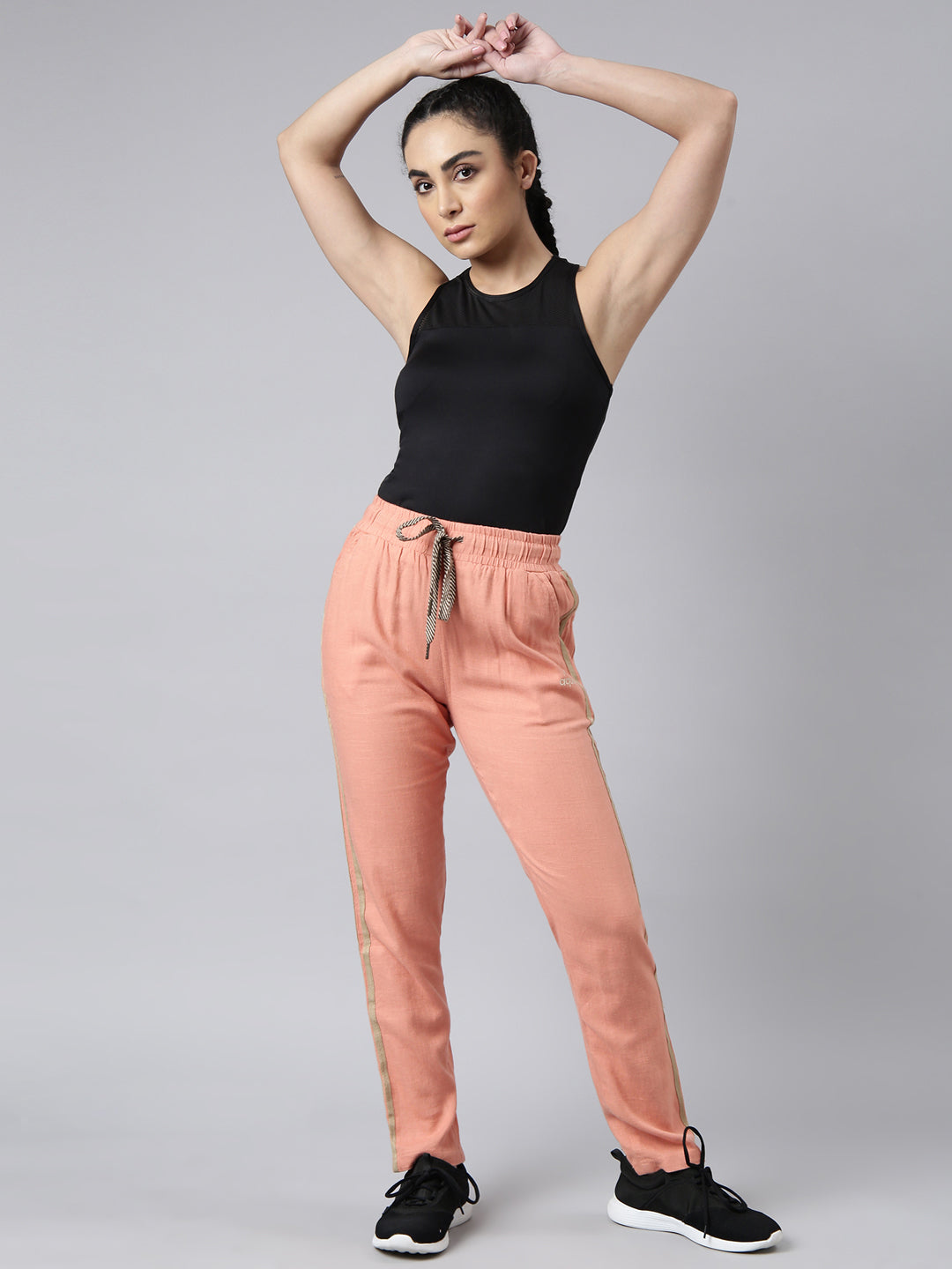 Women Solid Slim Fit Orange Track Pant