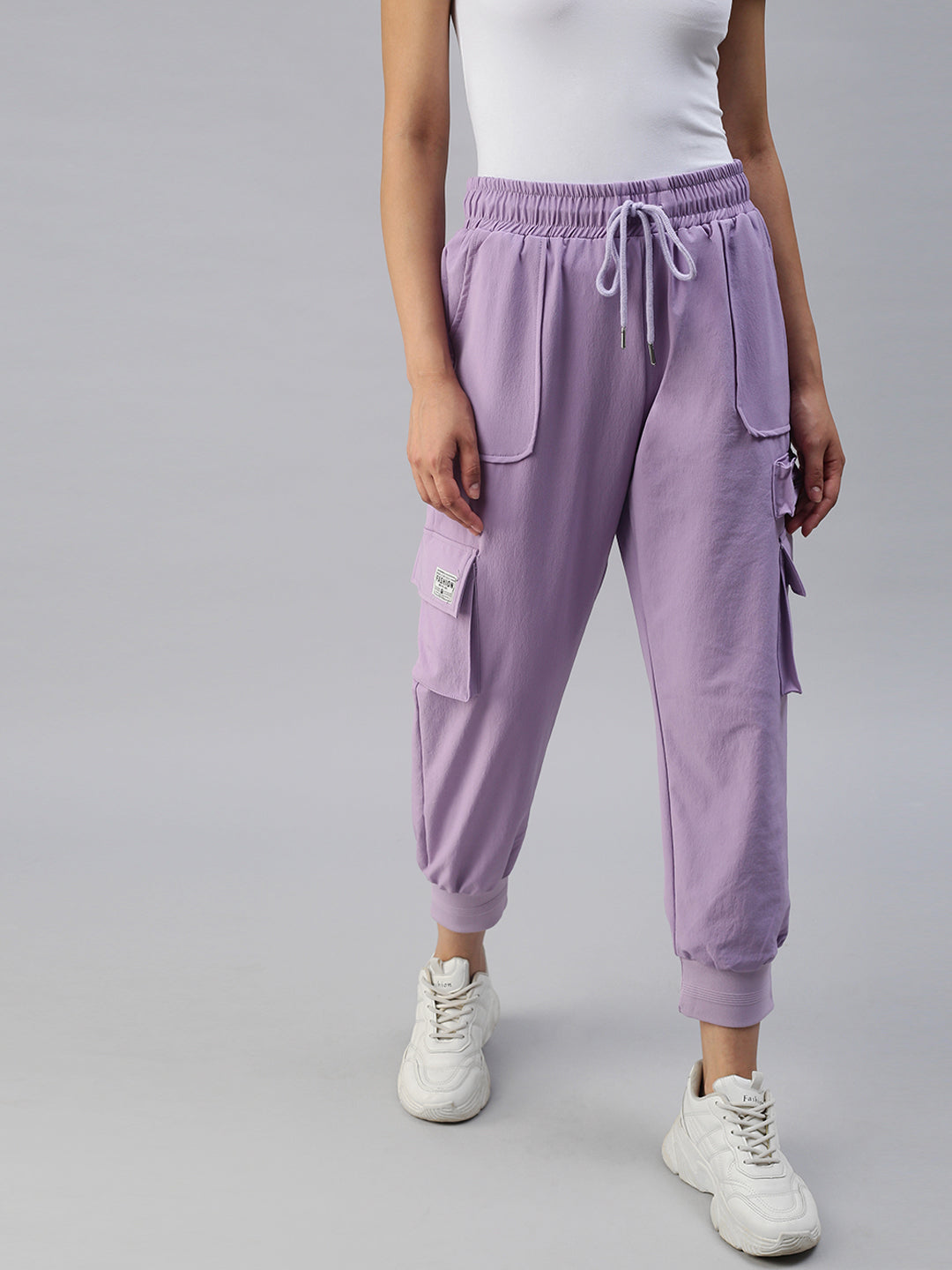 Women's Lavender Solid Joggers Track Pant