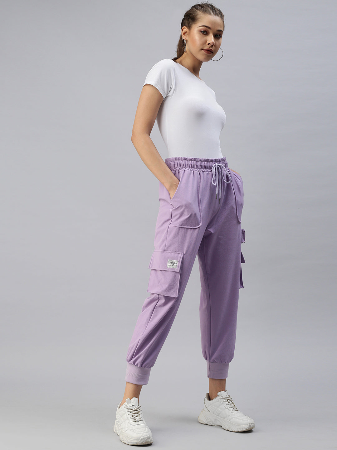 Women's Lavender Solid Joggers Track Pant