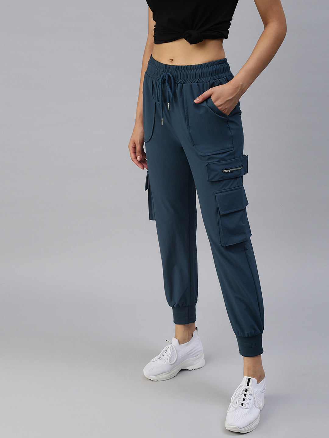 Women's Teal Solid Joggers Track Pant