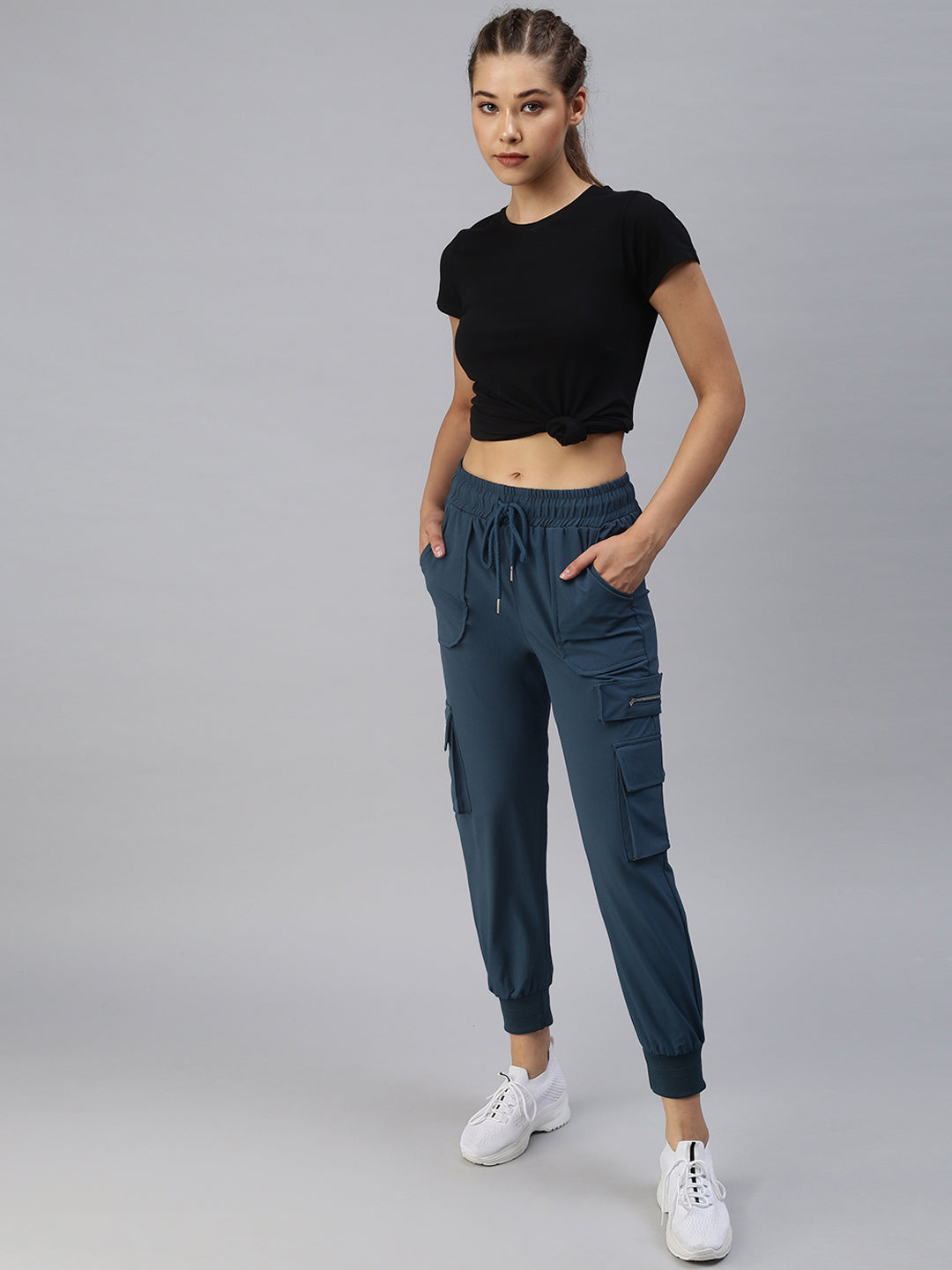Women's Teal Solid Joggers Track Pant