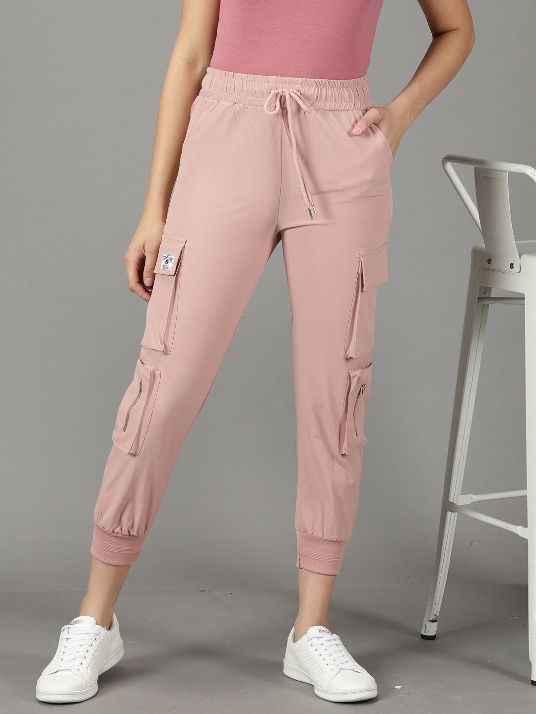 Women's Pink Solid Track Pant