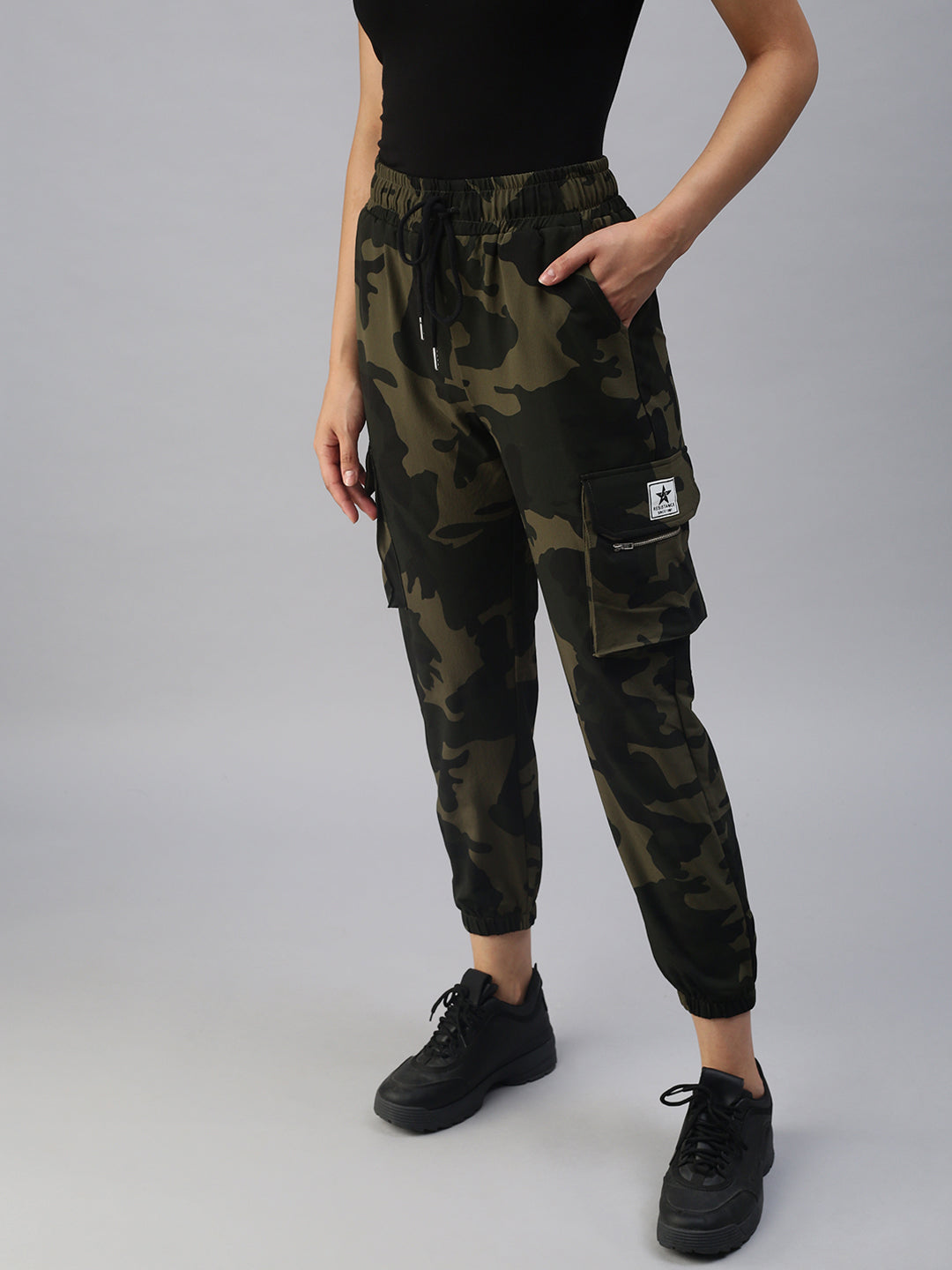 Women's Green Printed Joggers Track Pant
