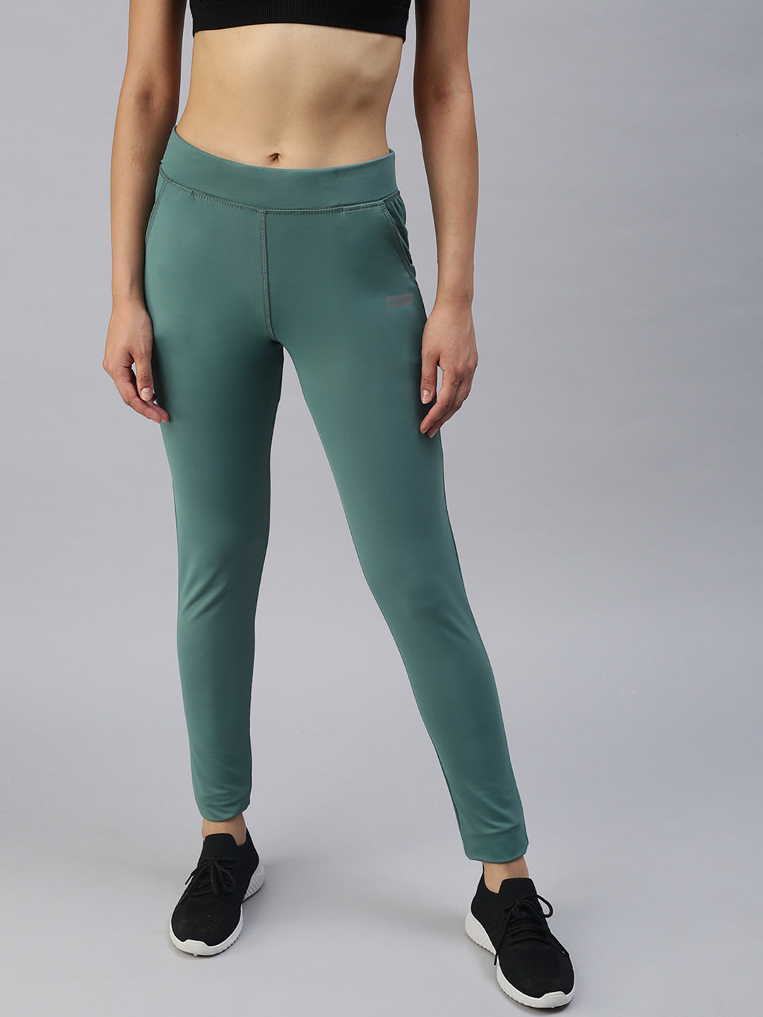 Women's Green Solid Track Pants
