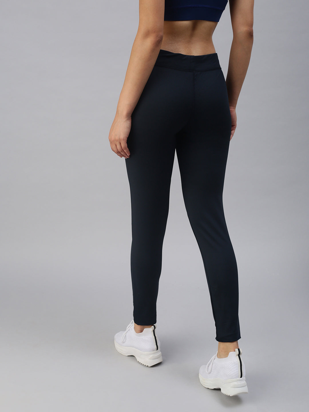 Women's Navy Blue Solid Track Pants