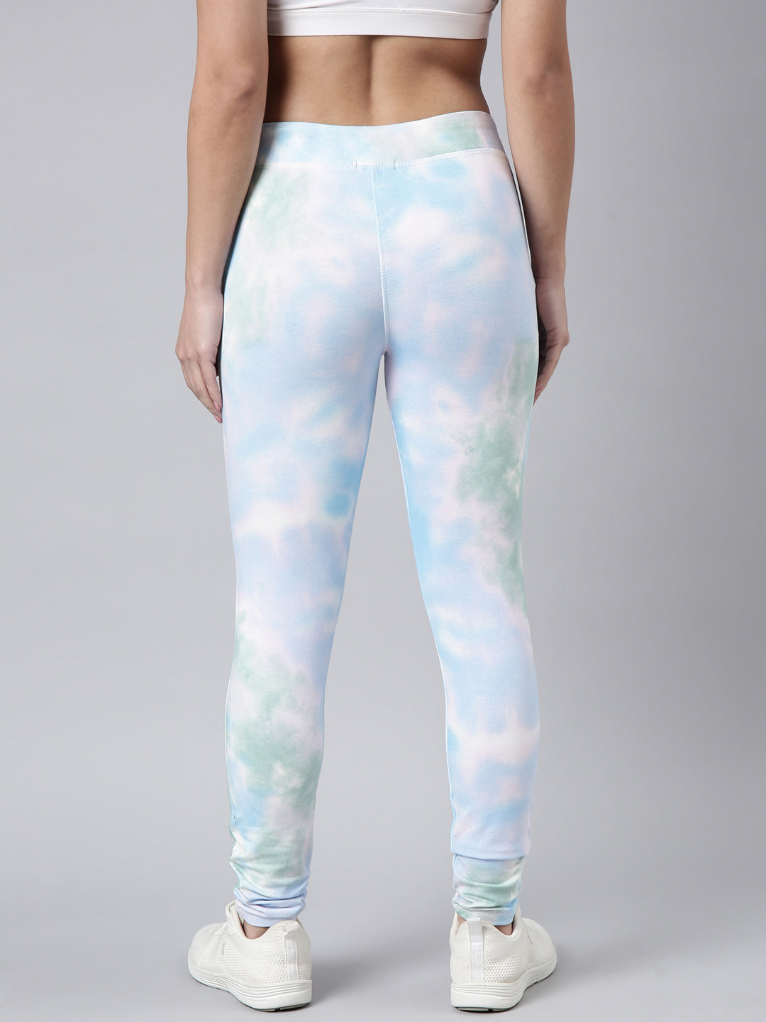 Women Abstract Slim Fit Blue Track Pant