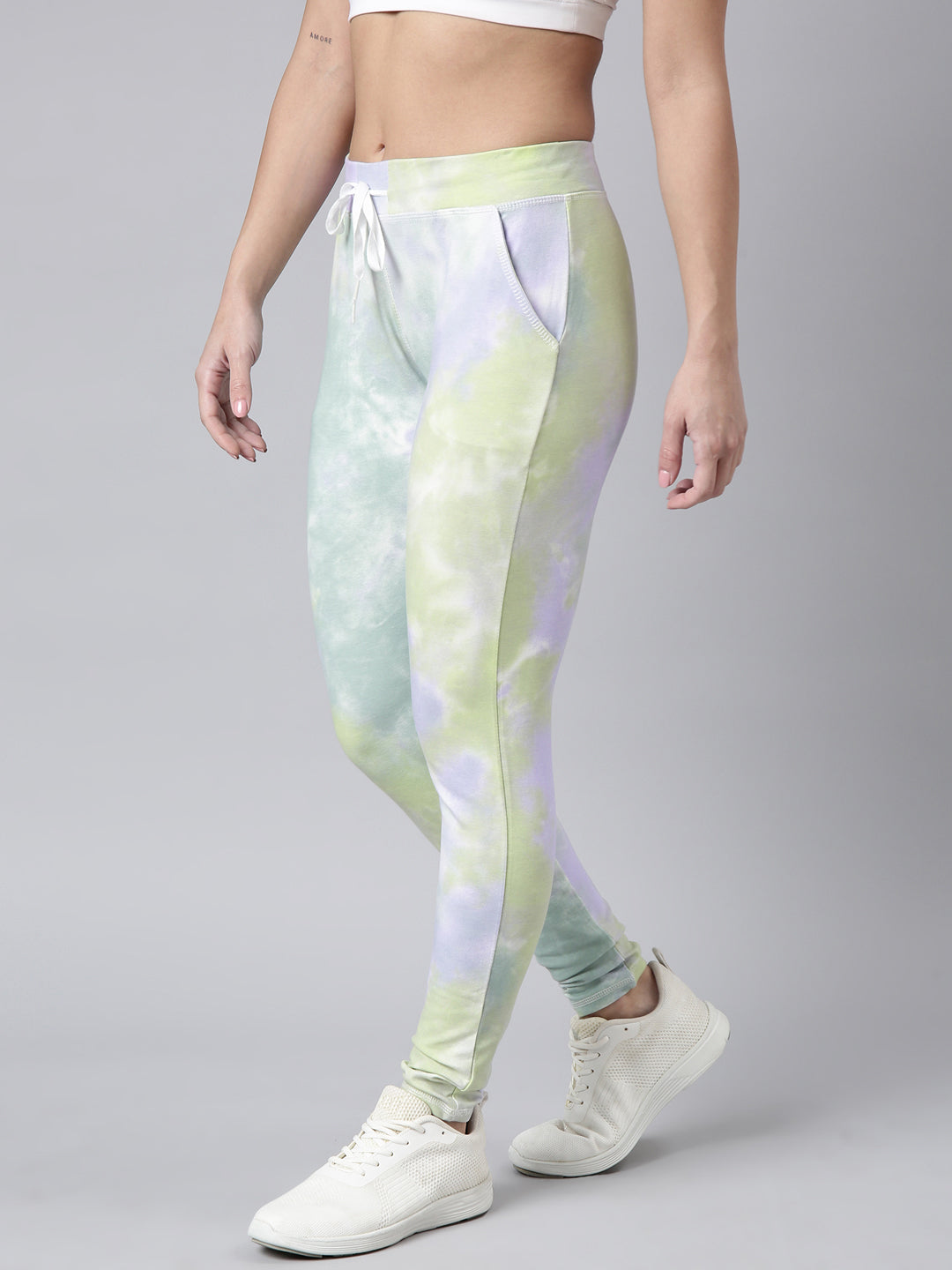 Women Abstract Slim Fit Lavender Track Pant