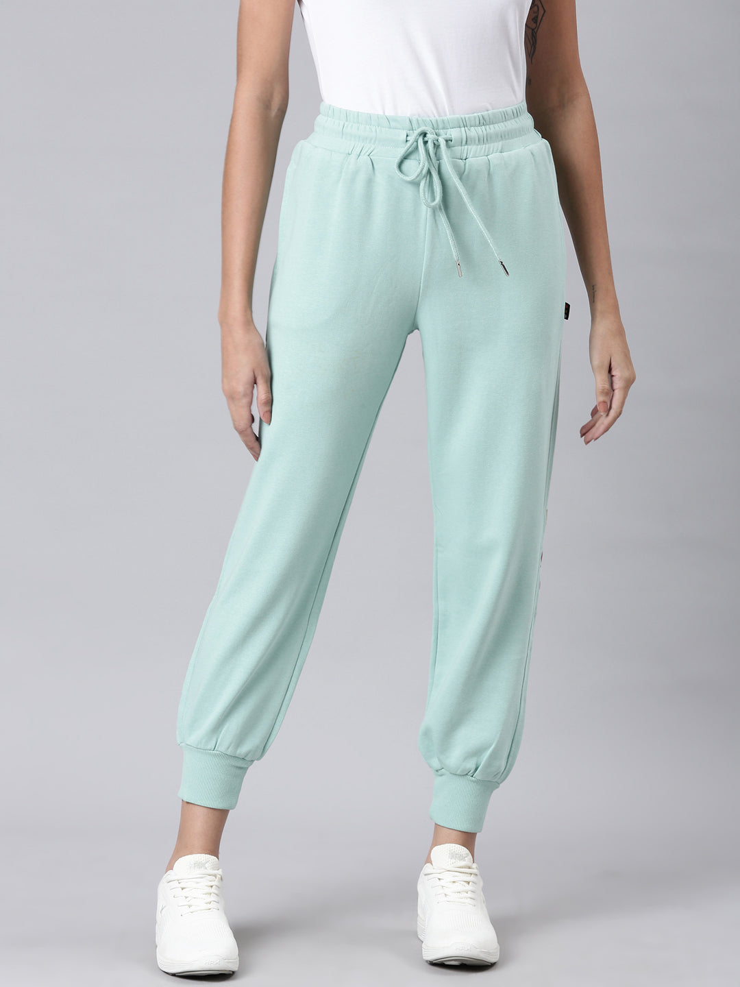 Women Sea Green Solid Track Pant