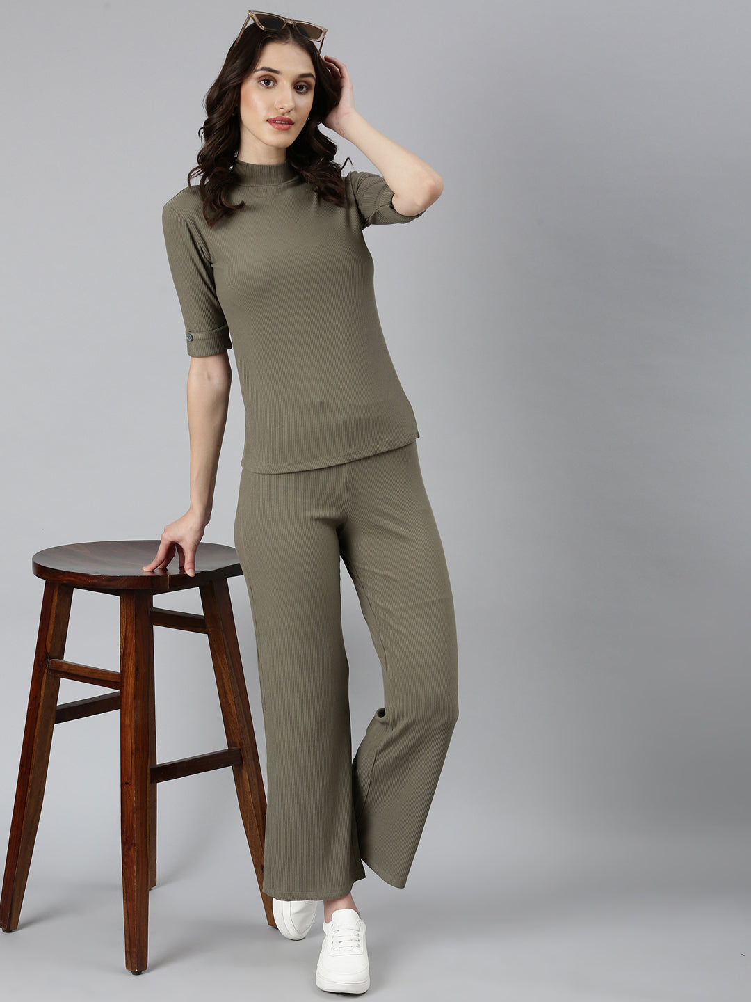 Women Olive Solid Tracksuit