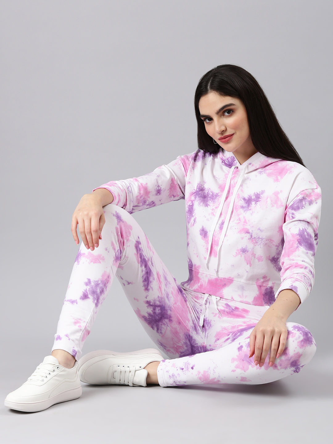 Women White Tie Dye Tracksuit