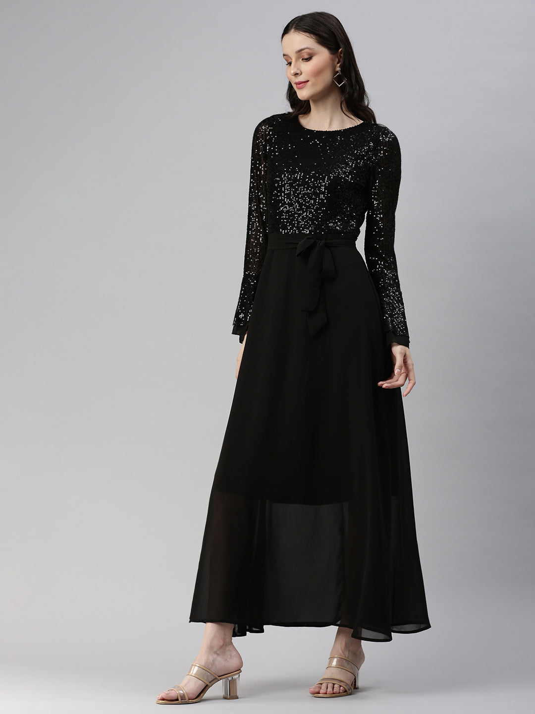 Women's Embellished Black Dress