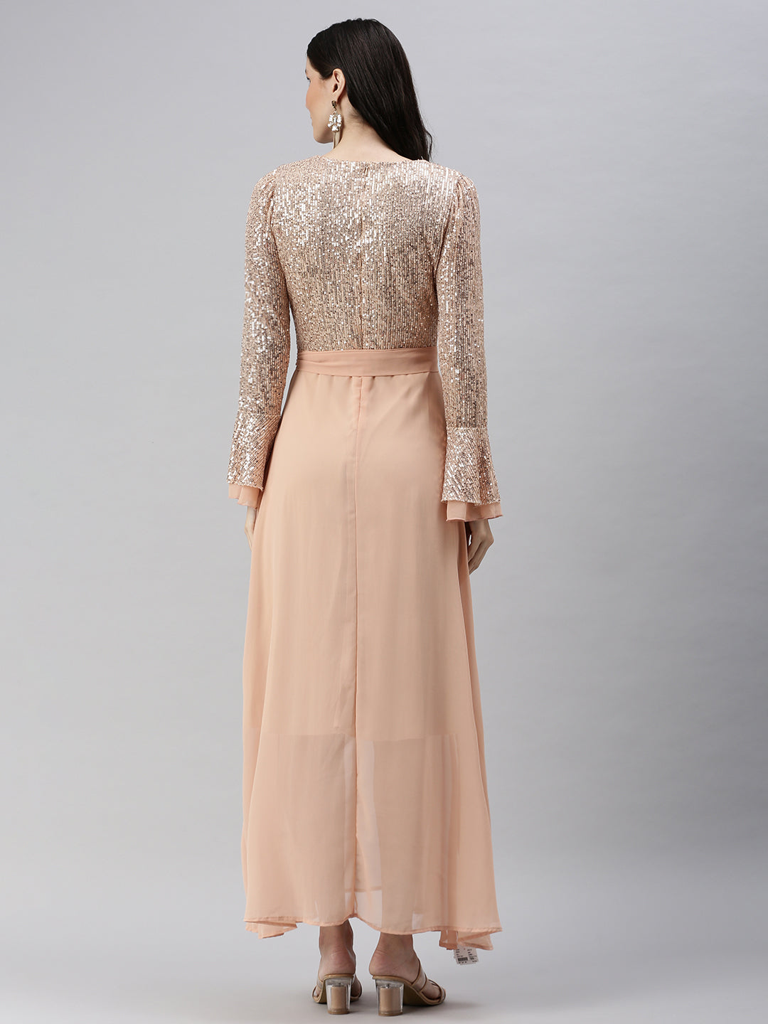 Women's Embellished Peach Dress