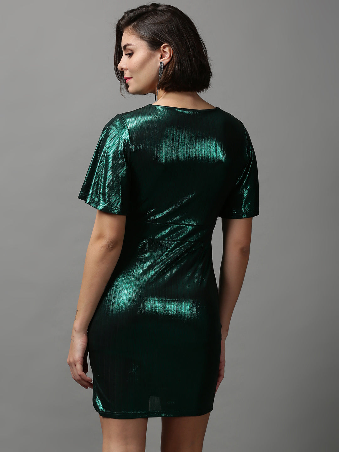 Women's Green Solid Sheath Dress