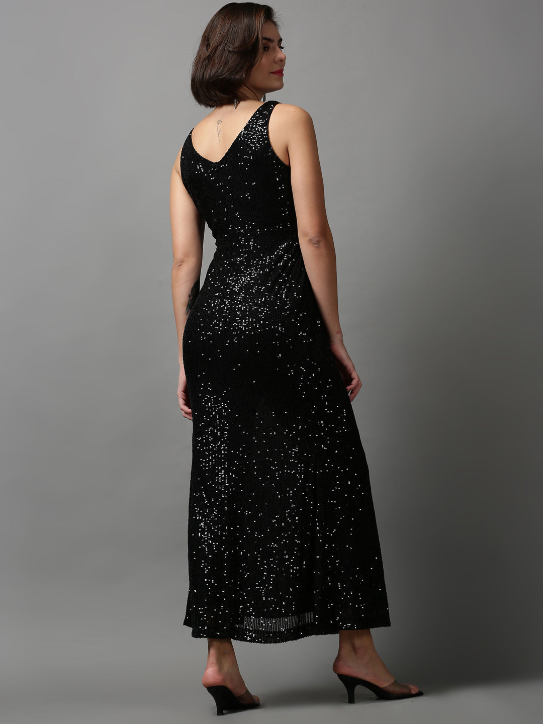 Women's Black Solid Maxi Dress
