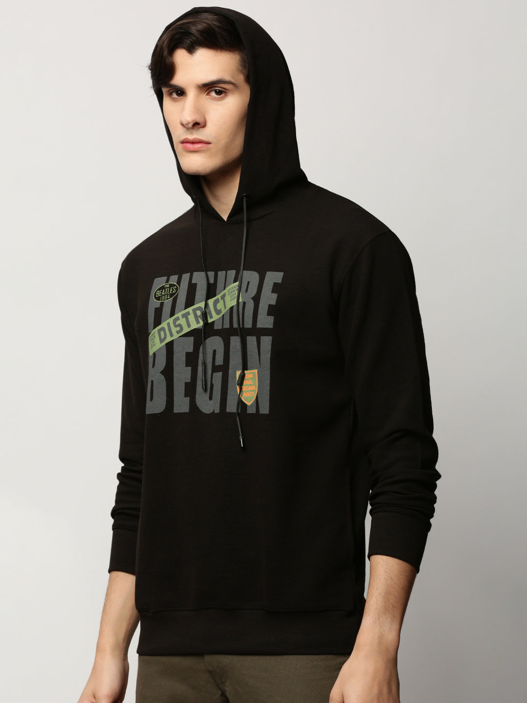 Men Black Typographic Casual Sweatshirts