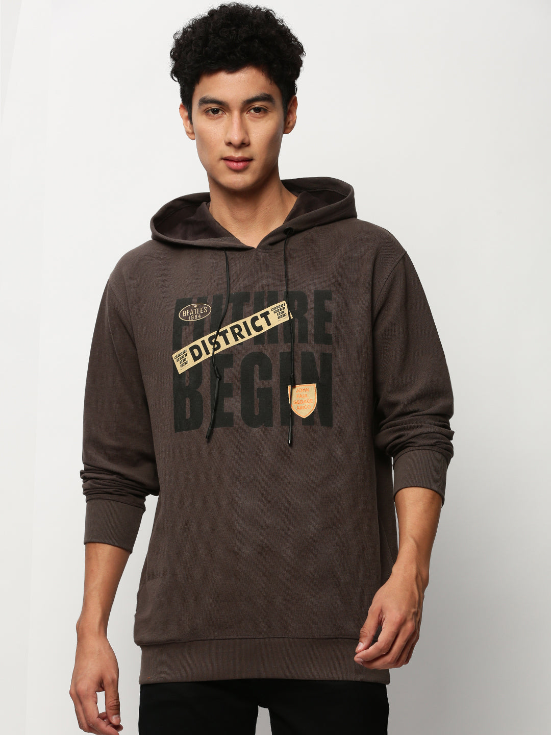 Men Grey Typographic Casual Sweatshirts