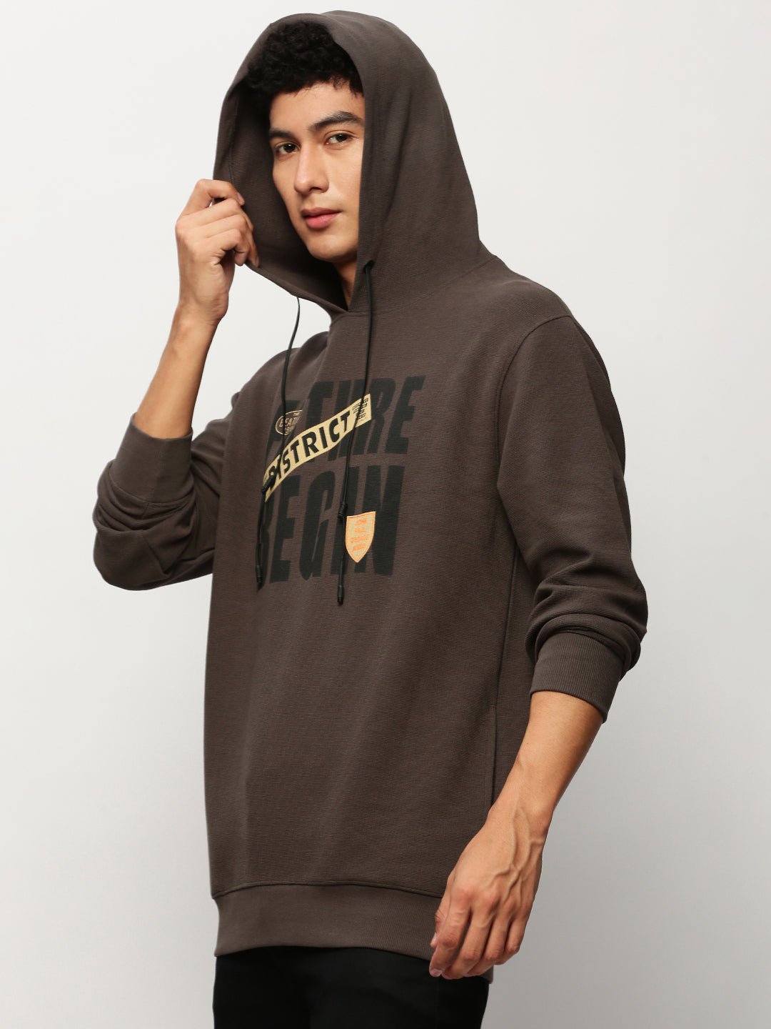 Men Grey Typographic Casual Sweatshirts
