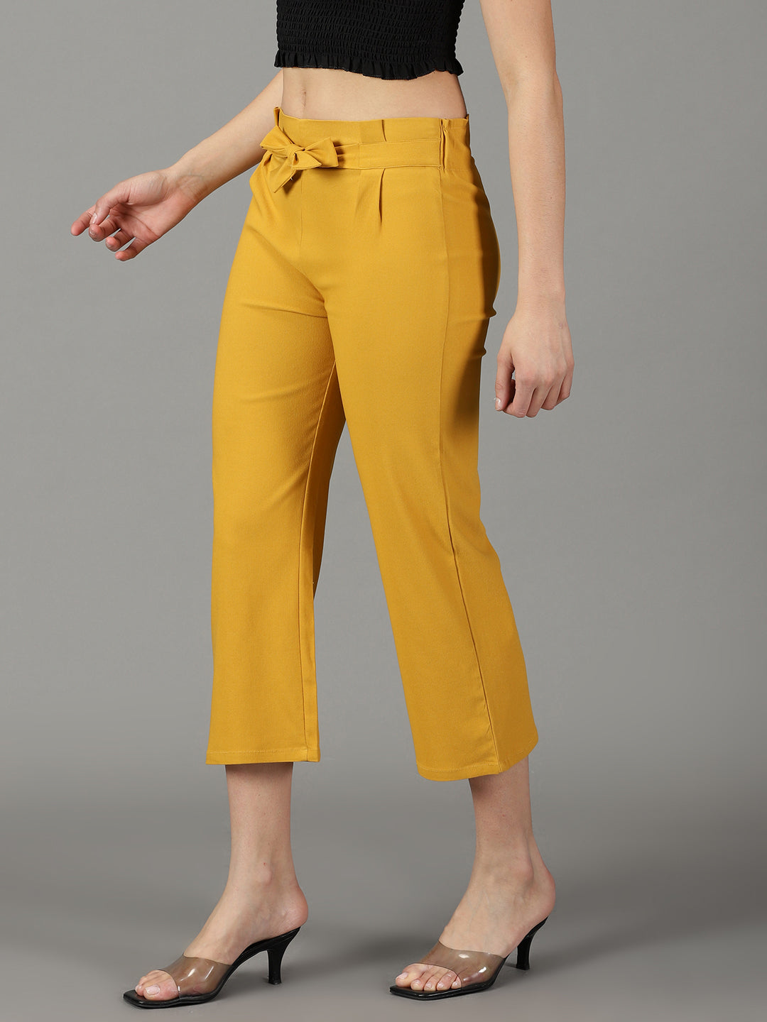 Women's Mustard Solid Trouser