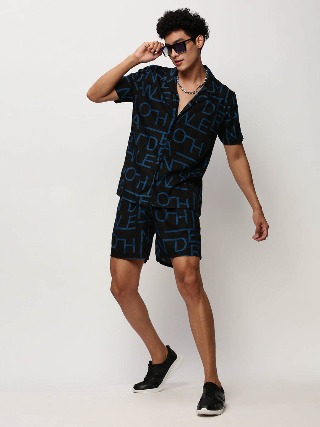 Men Black Printed Casual Co ords