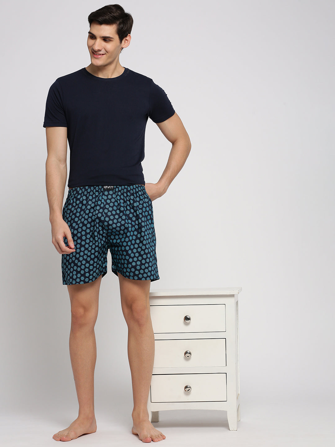 Men Navy Blue Printed Boxer