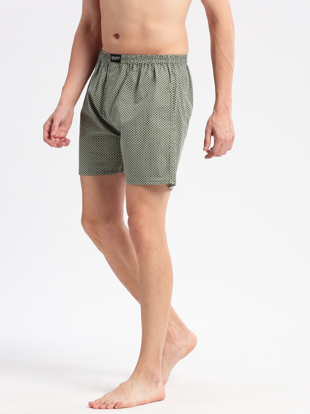 Men Printed Olive Boxer