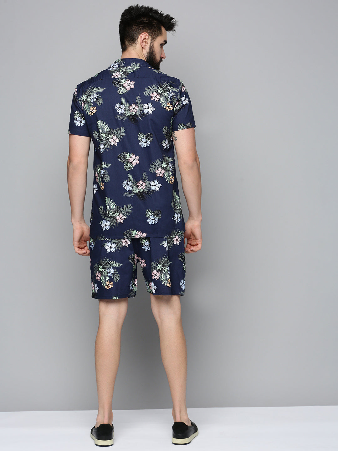 Men Navy Printed Co Ord Set