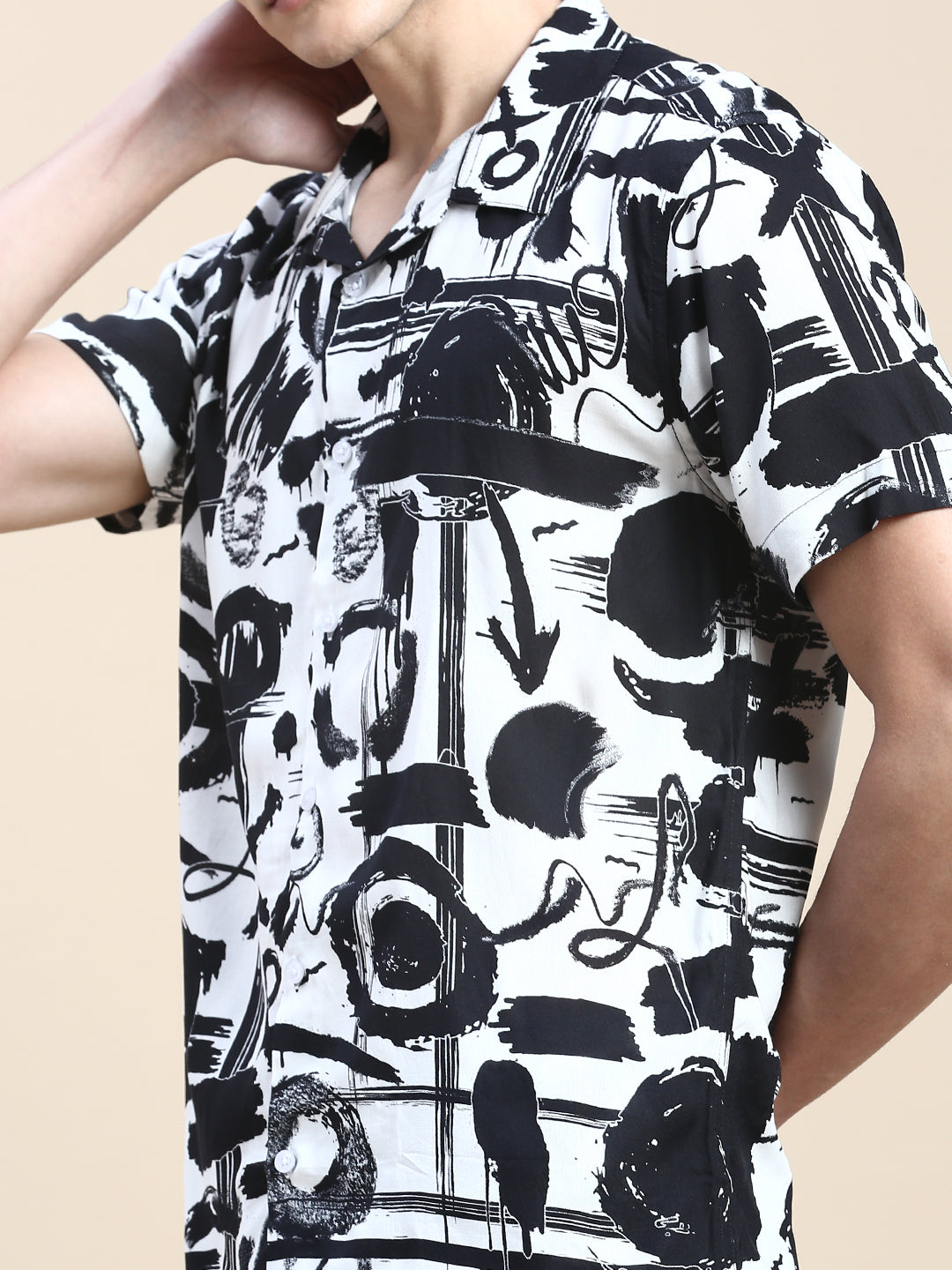 Men Black Printed Casual Co ord Set