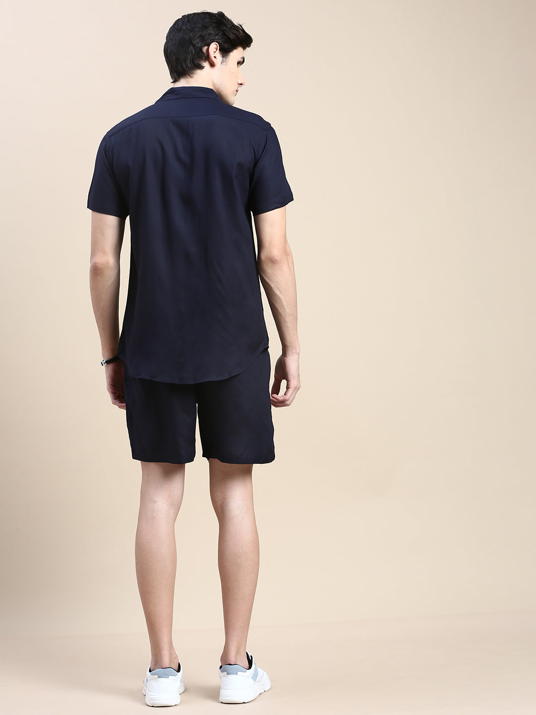 Men Navy Solid Casual Co ord Set